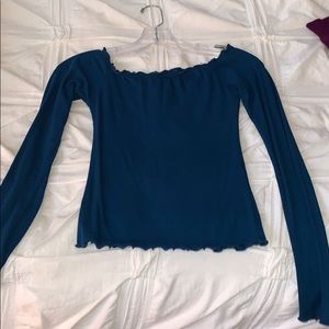 Dark blue off the shoulder long sleeve